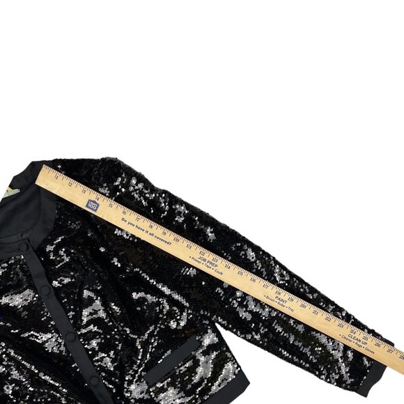 Ryegrass Thick Fish Scale Black Sequined Jacket Button Front Medium New with tag - Picture 3 of 9